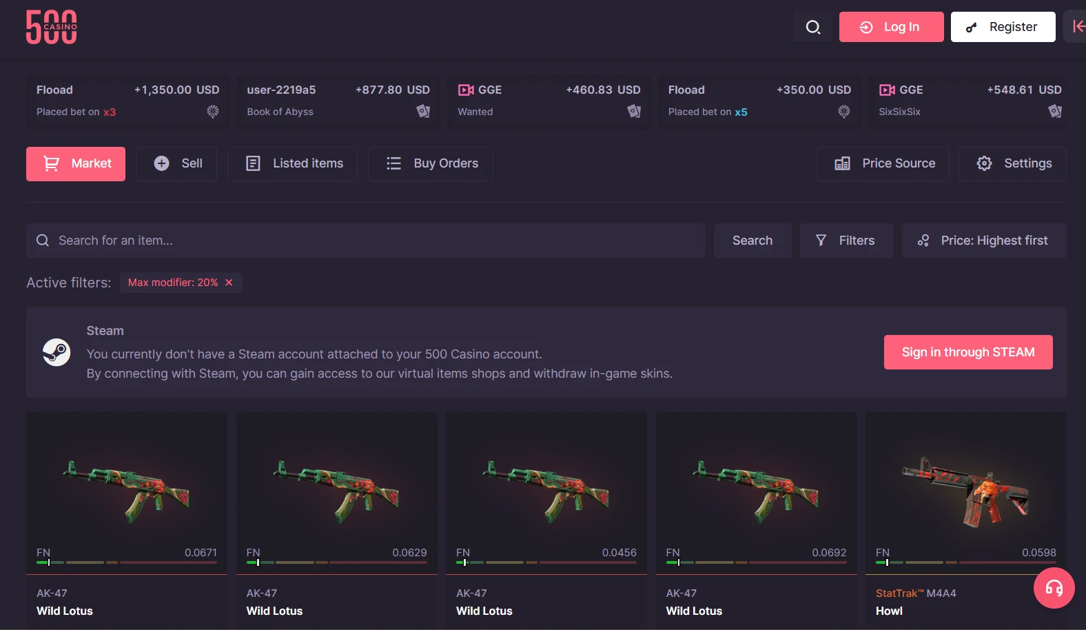 CSGO500 CS2 bonus page used for a risk and wagering review