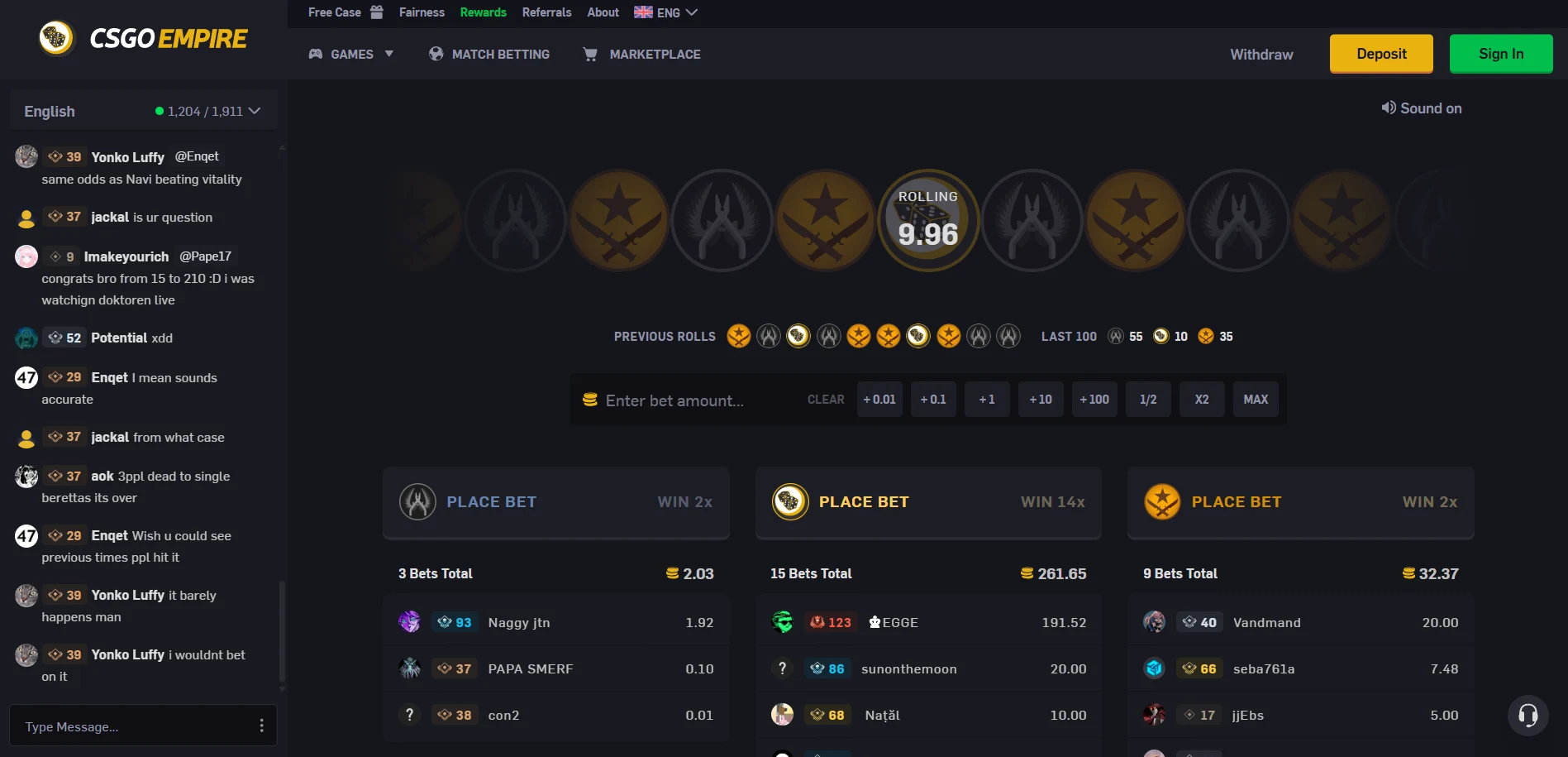 CSGOEmpire CS2 bonus page used for a risk and wagering review