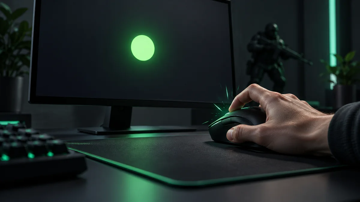 A mouse hand responds to a green visual signal.